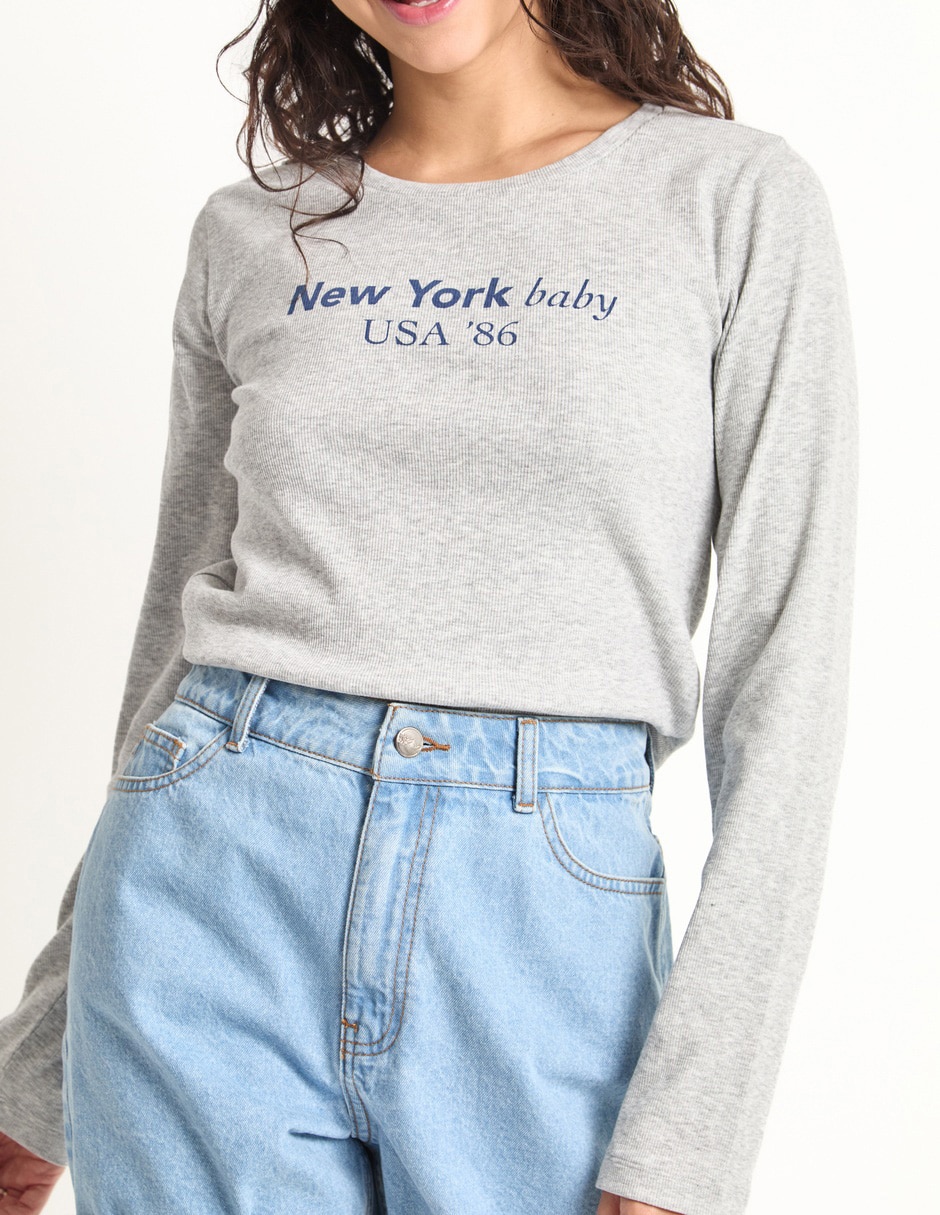 Playera manga larga cuello redondo para mujer 4