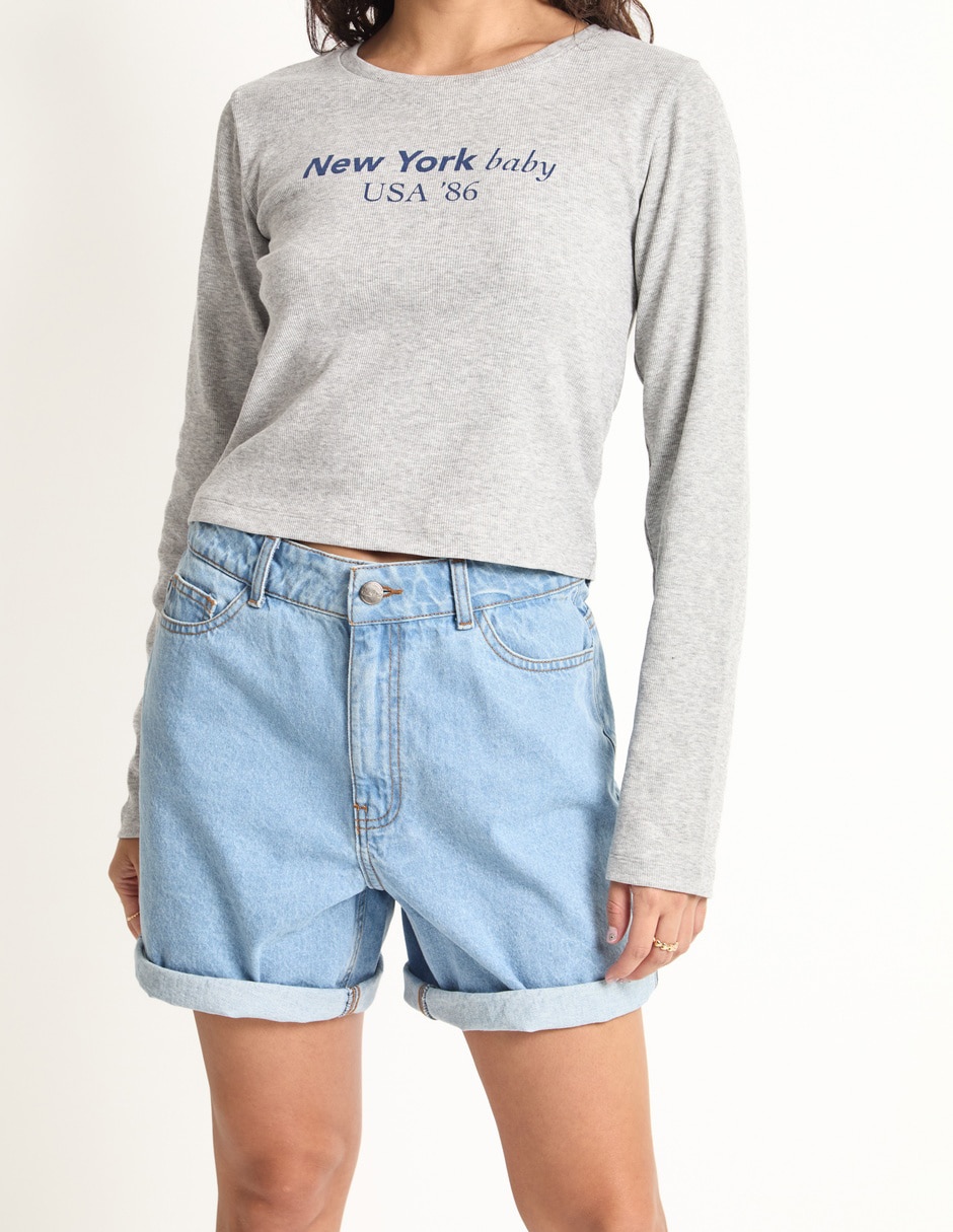 Playera manga larga cuello redondo para mujer 5