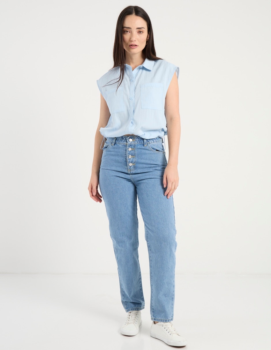 Jeans relaxed mom cintura media para mujer 3
