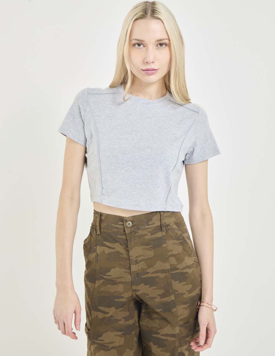 Playera manga corta cuello redondo para mujer