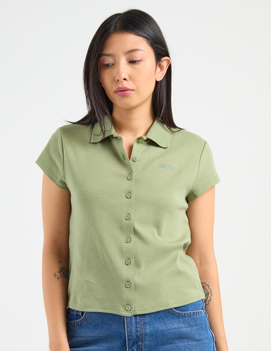 Blusa camisera manga corta para mujer 2