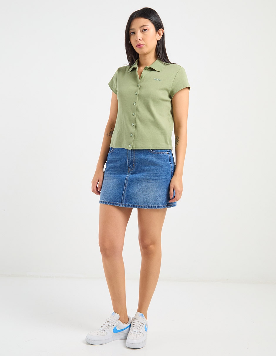 Blusa camisera manga corta para mujer 3