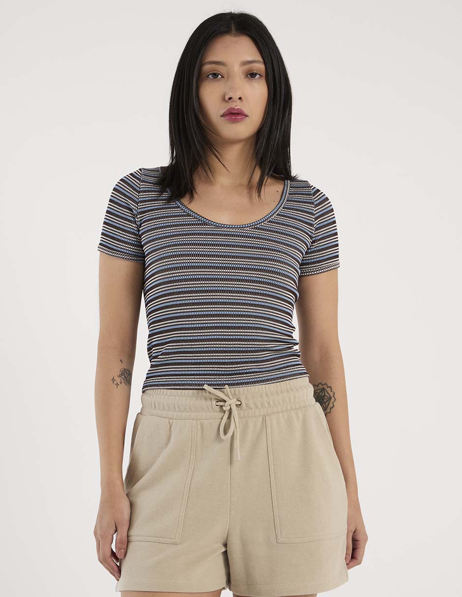 Playera manga corta cuello redondo para mujer Playera manga corta cuello redondo para mujer