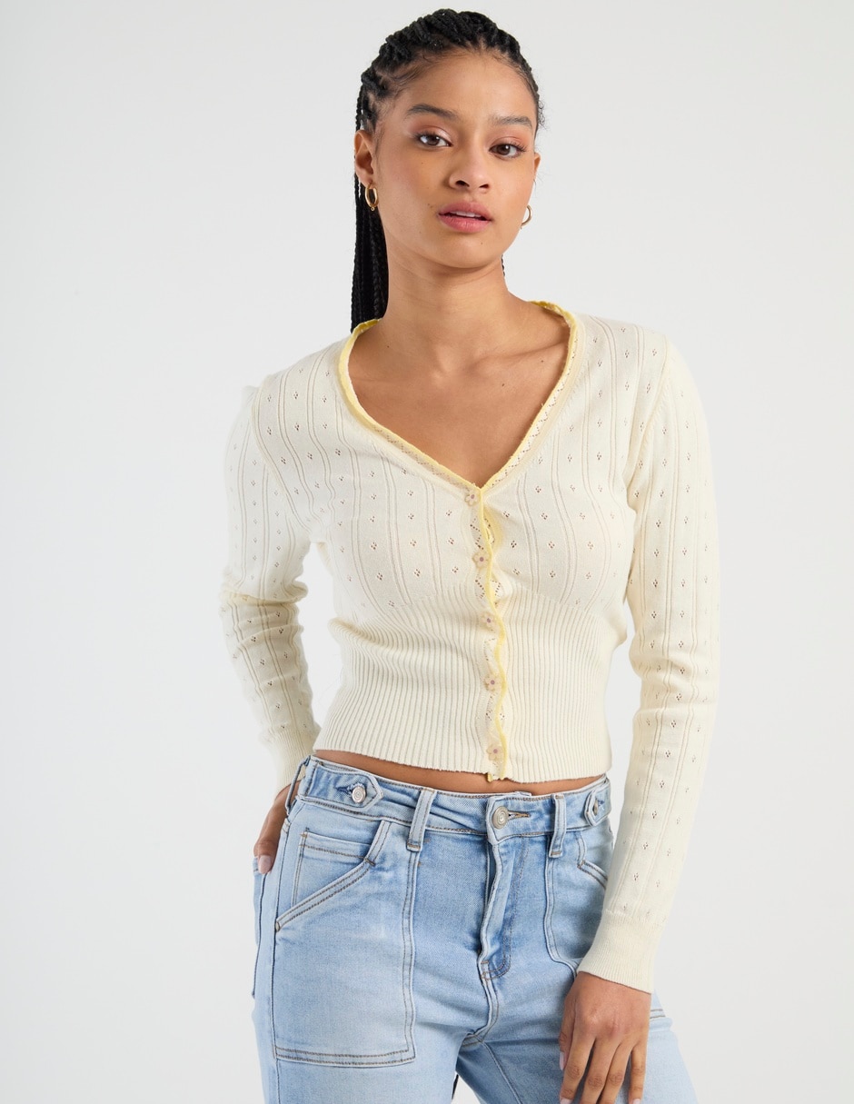 Suéter cuello v para mujer 2