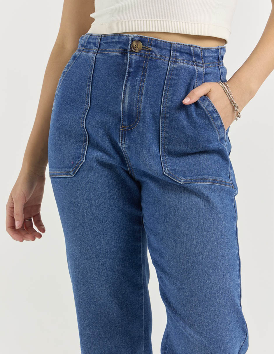 Jeans jogger straight para mujer 4