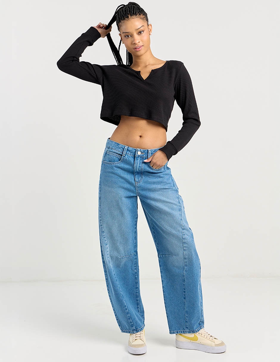 Jeans relaxed wide leg para mujer 3