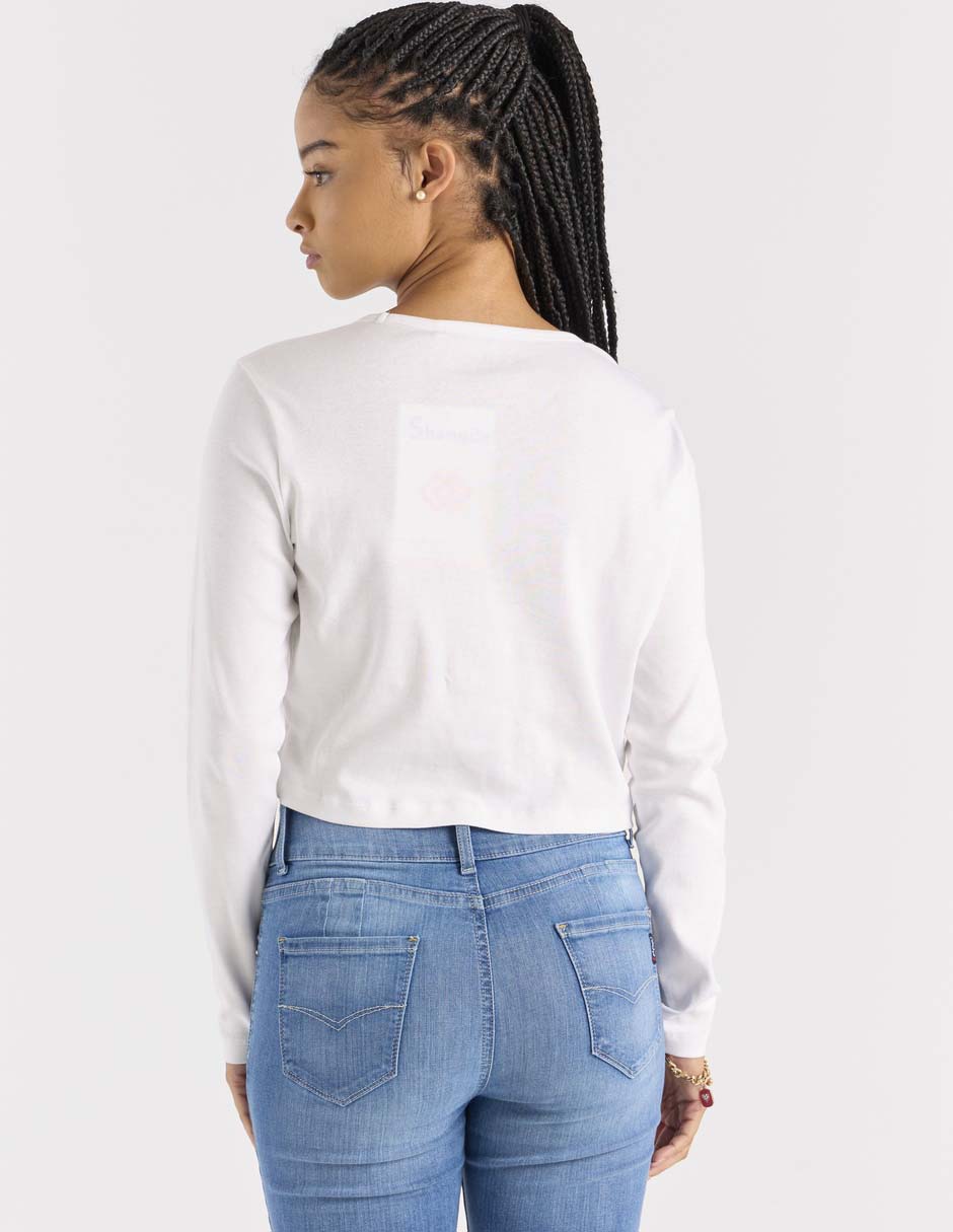 Playera manga larga cuello redondo para mujer 2