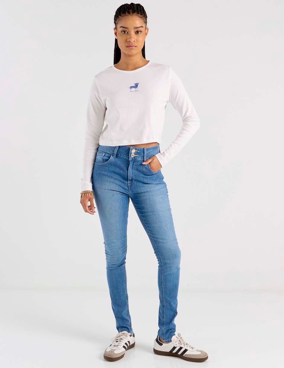 Playera manga larga cuello redondo para mujer 3