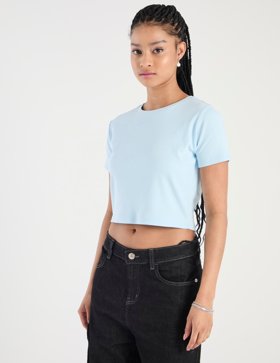 Playera manga corta cuello redondo para mujer