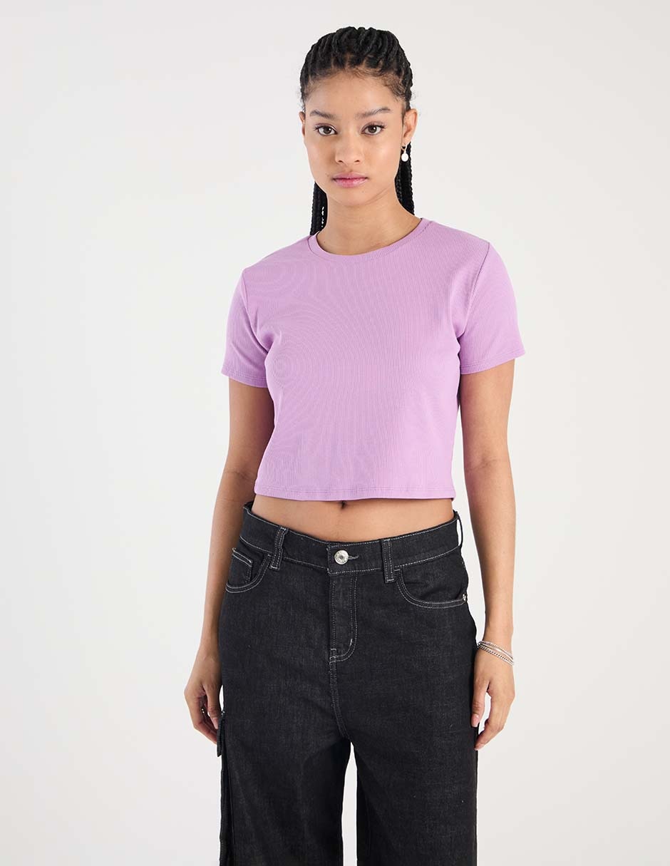 Playera manga corta cuello redondo para mujer