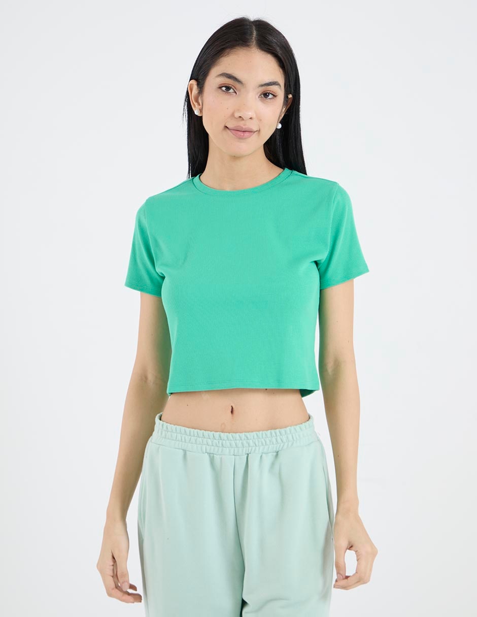 Playera manga corta cuello redondo para mujer Playera manga corta cuello redondo para mujer