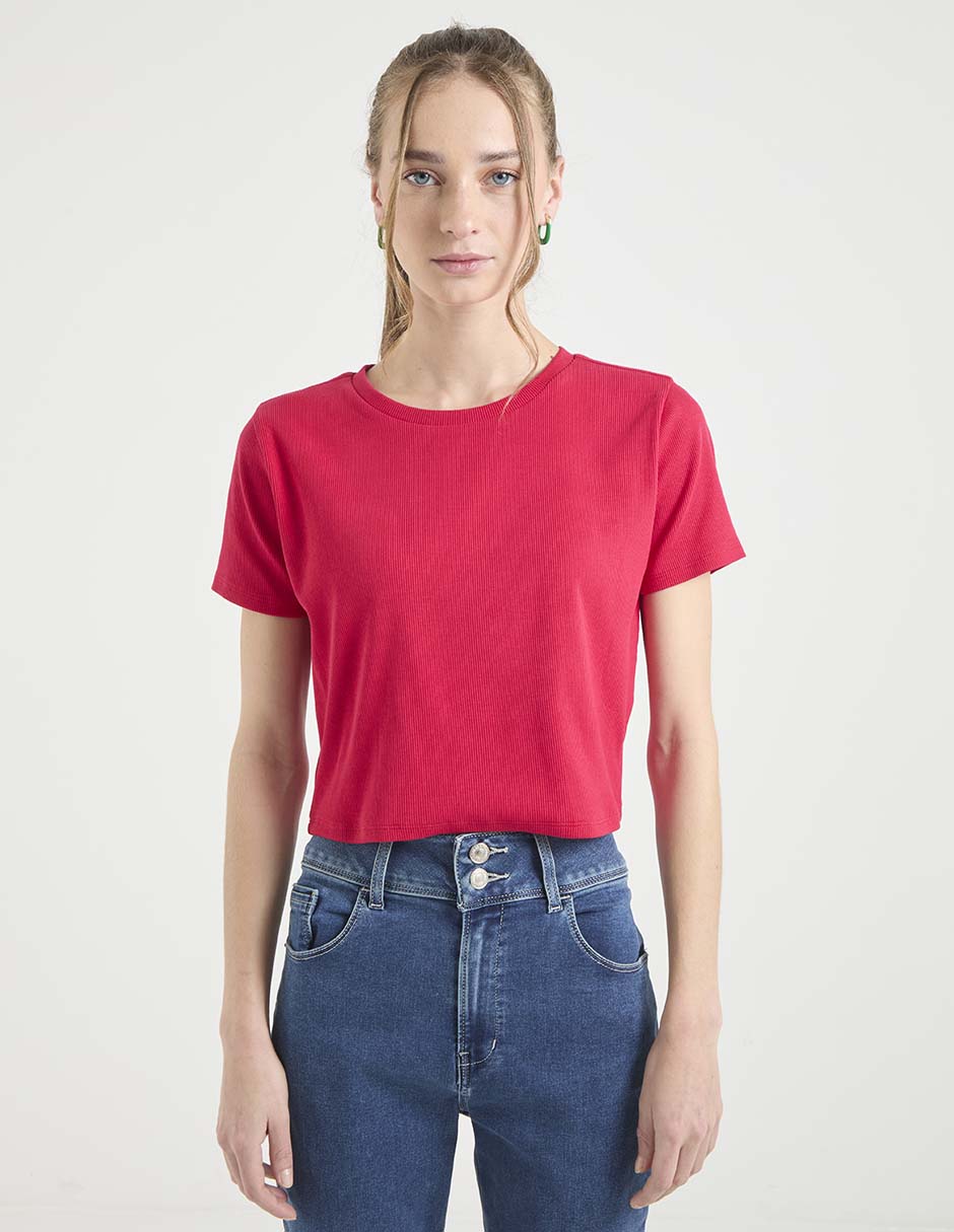 Playera manga corta cuello redondo para mujer Playera manga corta cuello redondo para mujer