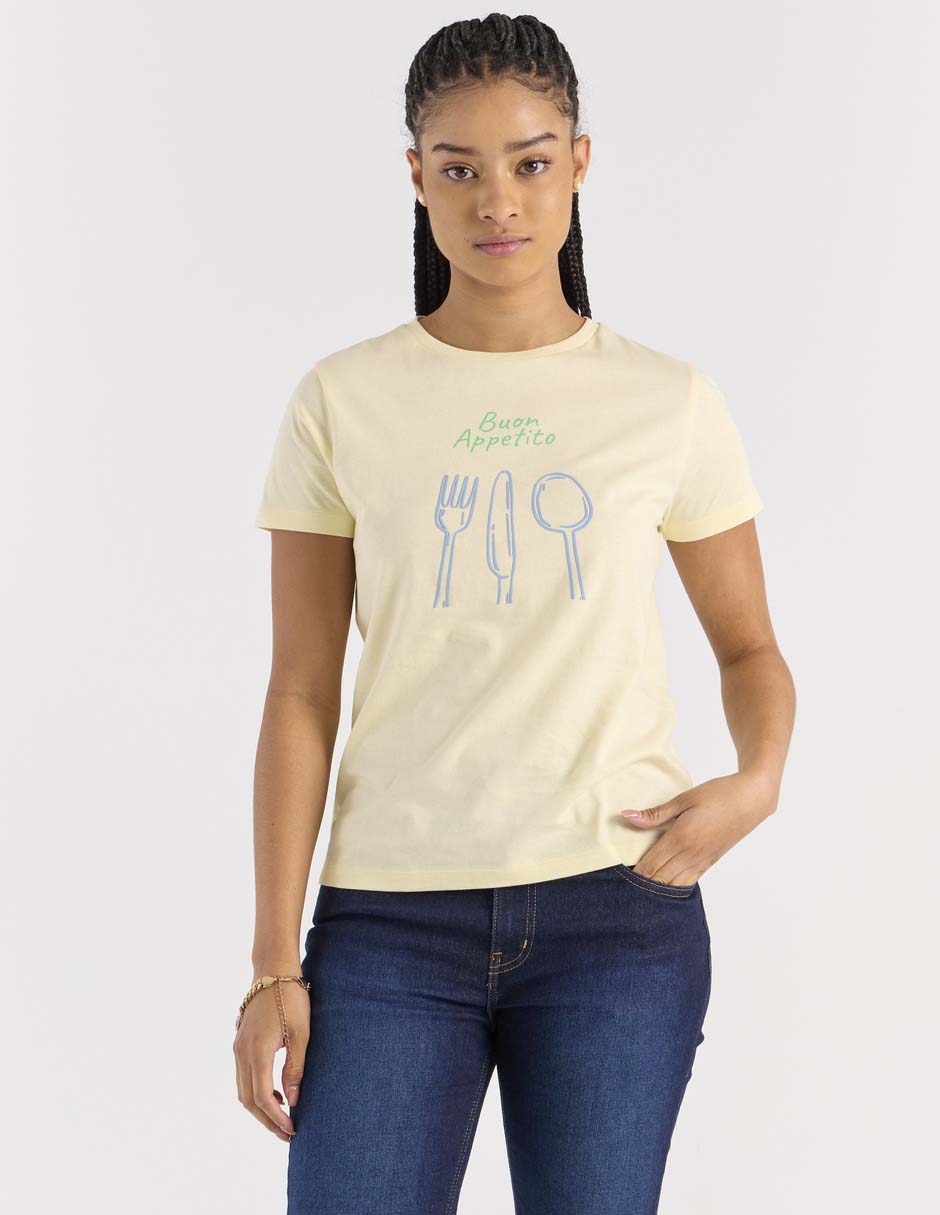 Playera manga corta cuello redondo para mujer Playera manga corta cuello redondo para mujer