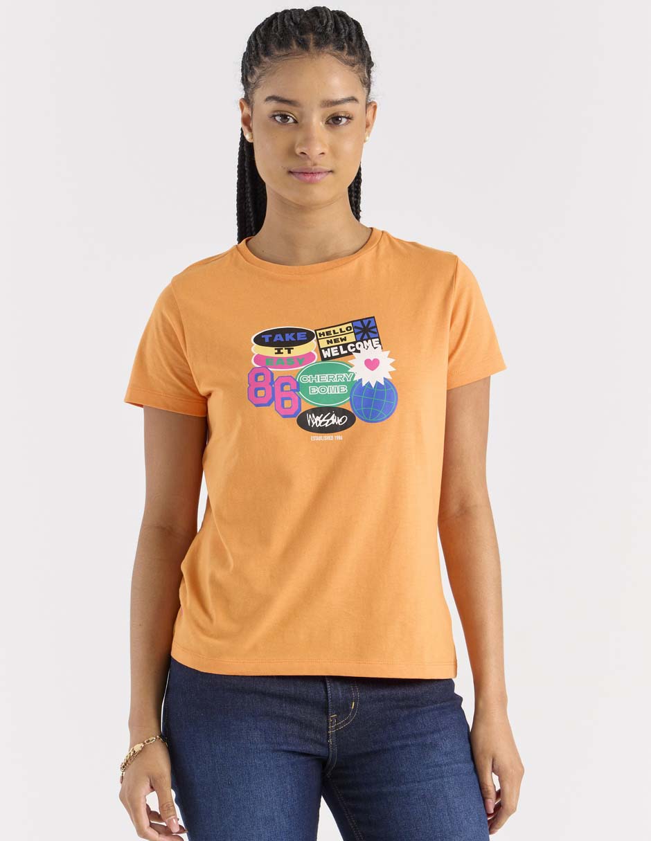 Playera manga corta cuello redondo para mujer Playera manga corta cuello redondo para mujer