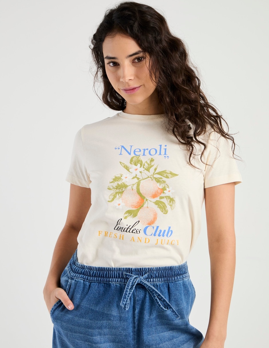 Playera manga corta Mossino cuello redondo para mujer Playera manga corta Mossino cuello redondo para mujer