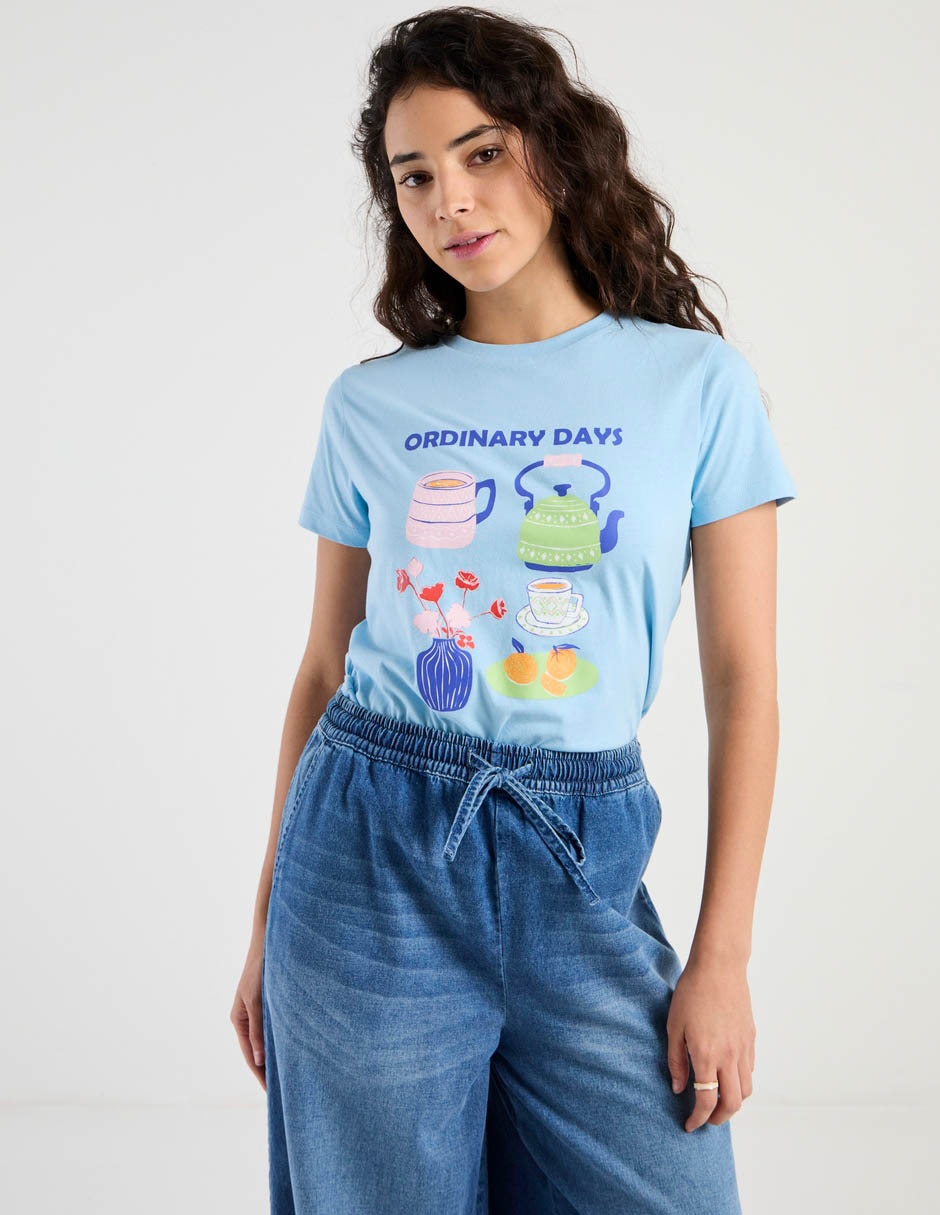 Playera manga corta cuello redondo para mujer