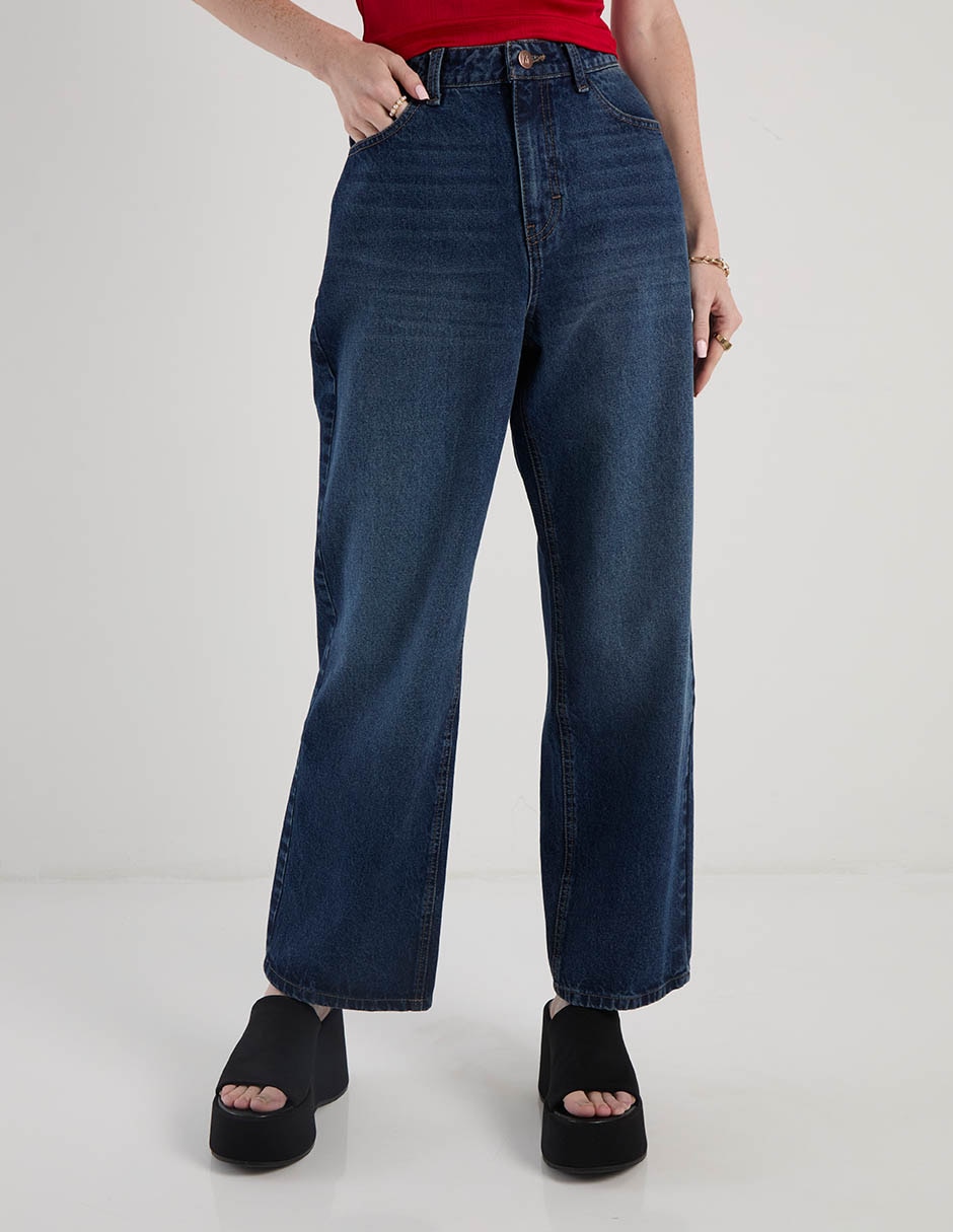 Jeans relaxed amplio a la cadera para mujer 2