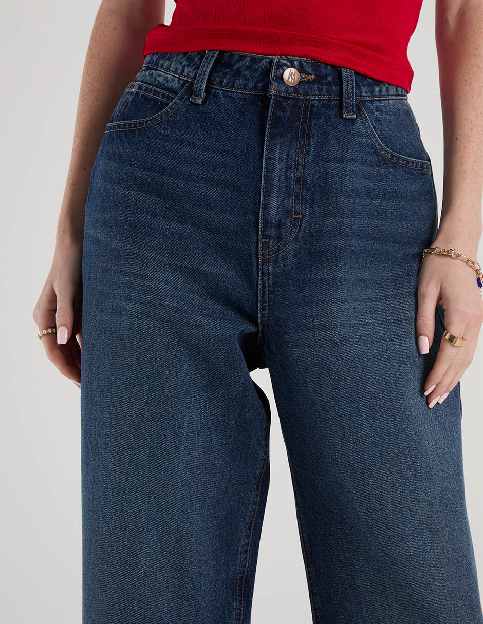 Jeans relaxed amplio a la cadera para mujer 4