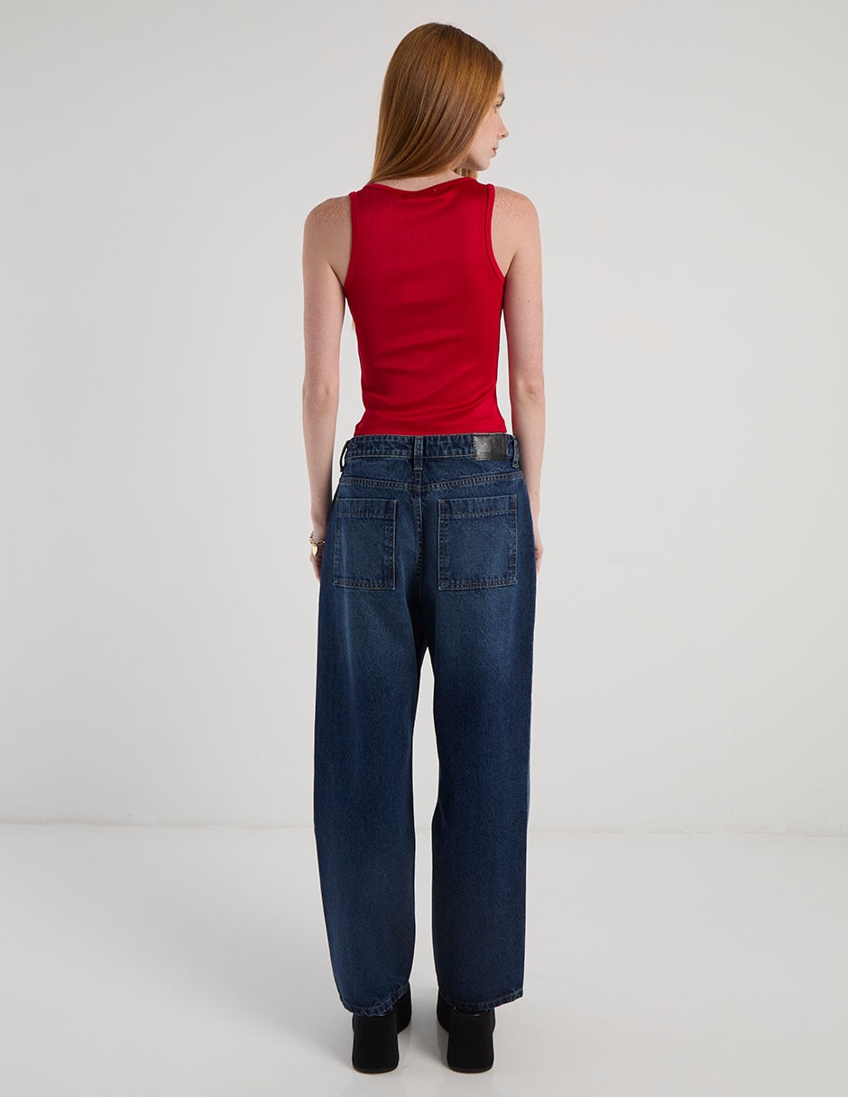 Jeans relaxed amplio a la cadera para mujer 6