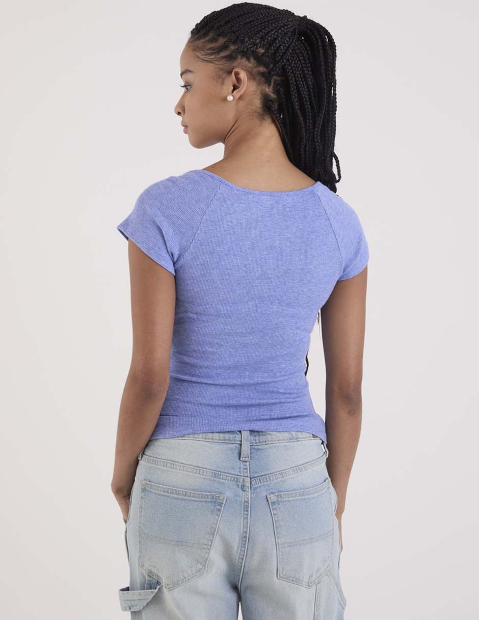 Playera manga corta cuello V para mujer 6