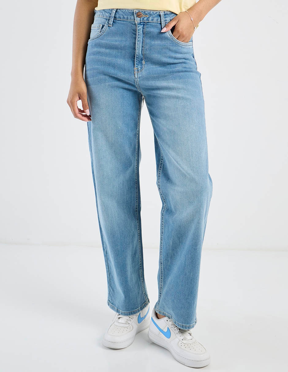 Jeans straight a la cintura para mujer